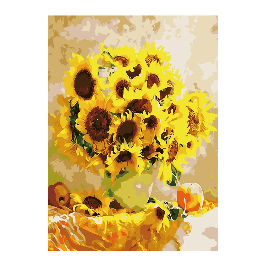 40*50 см золотистый Подсолнух ручная роспись цифровая масляная живопись «сделай сам»
