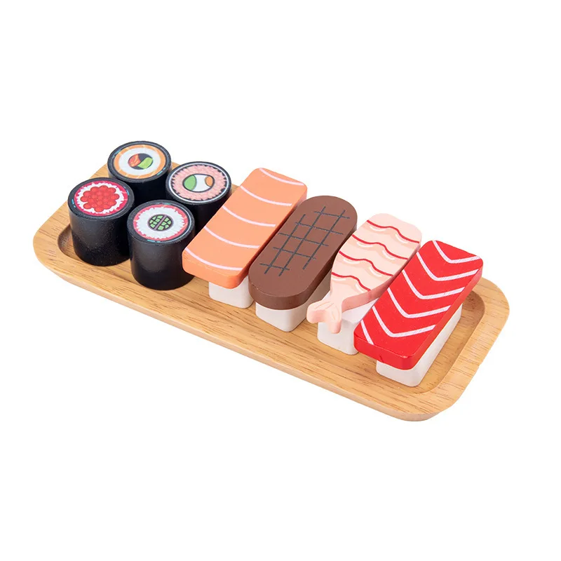 Hot Sale Wooden Sushi Set Kitchen Toys Kids Food Pretend Play Educational Toys