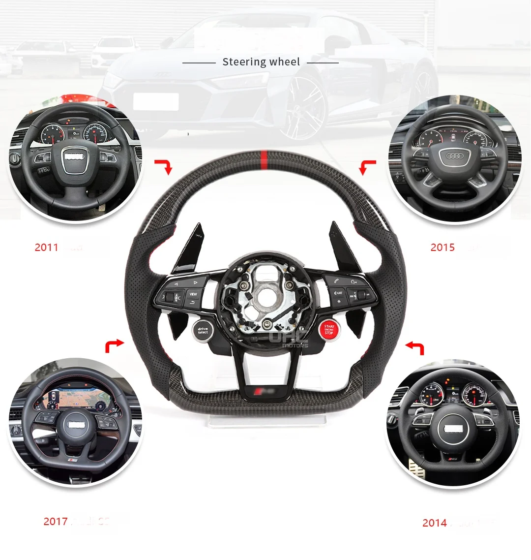 Car Steering Wheels for Lenkrad Volante Audi R8 TT a4 b7 a3 8p a6 c6 c7 s3 8v MK2 MK3 W221 W218 LED Steering Wheel