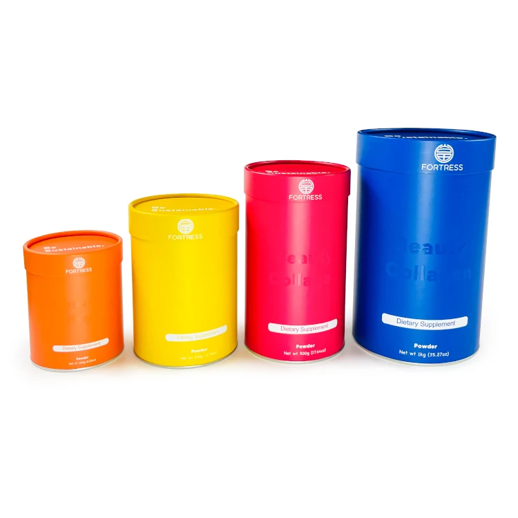 Hot Selling 3pcs Telescope Tube Protein Powder Paper Tube Cardboard Packaging Container with UV Logo