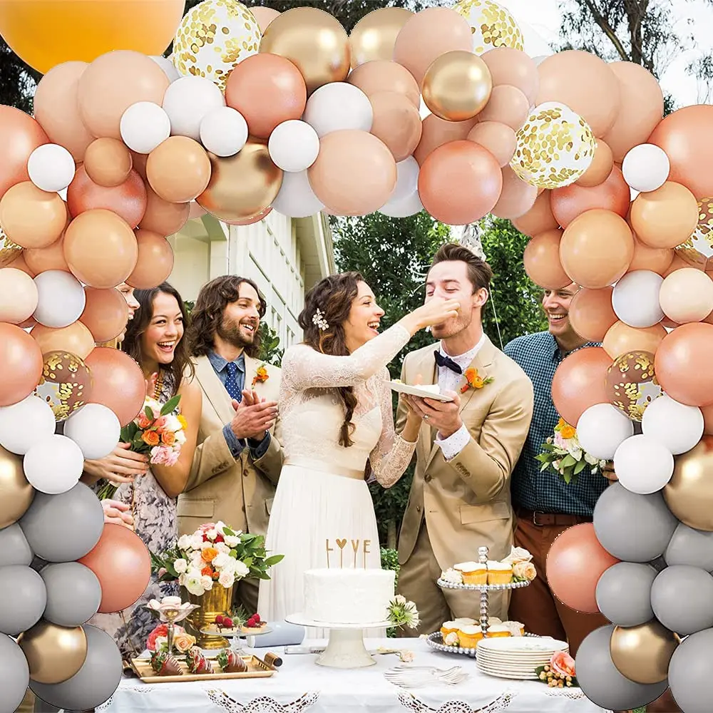 Kiaye 129PCS Gray Confetti Balloon Arch  Orange Ballon Garland Kit Baby Shower Garland Set  Birthday Party Decoration Supplies
