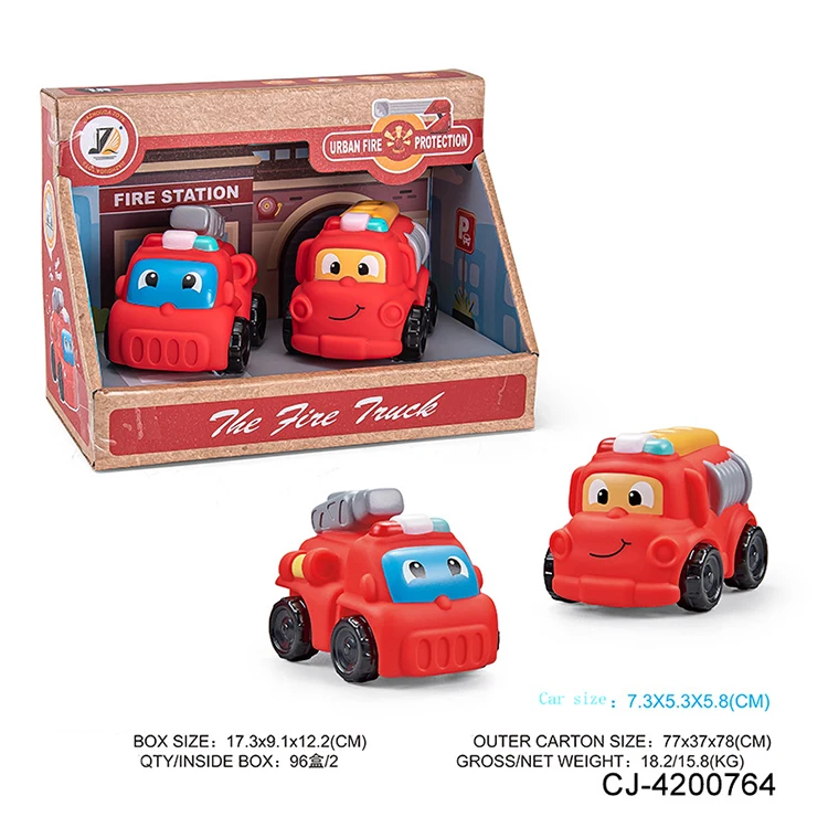 Wholesale Vinyl Frictio Cute Construction Vehicle Fire Fighting Truck Kids Cars Cartoon Car Toy