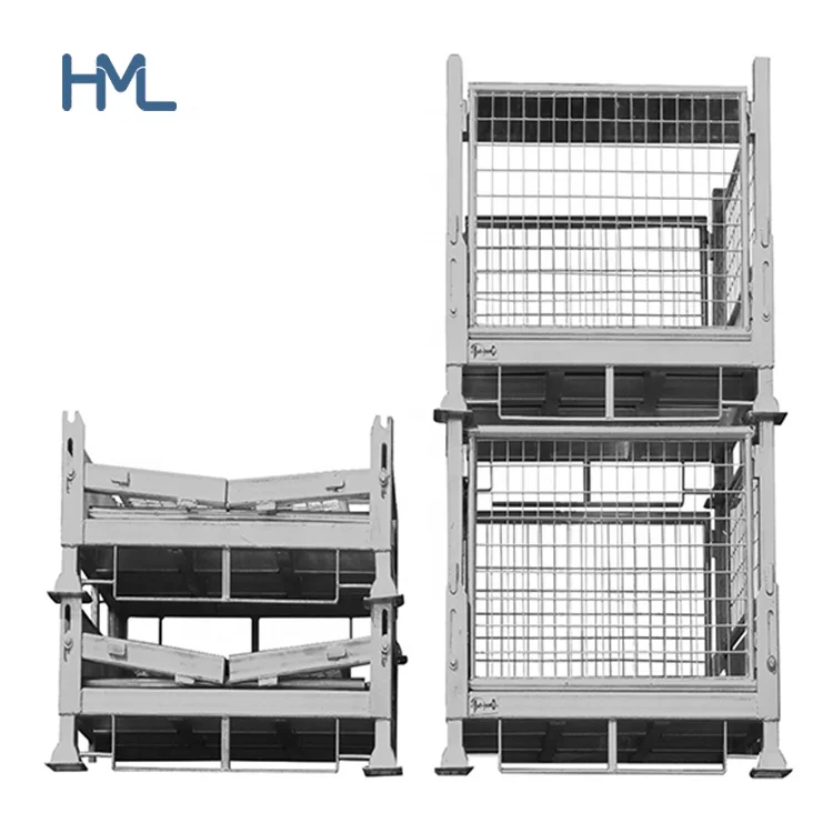 Heavy duty galvanized metal stacking warehouse storage steel folding australia mesh stillage cage