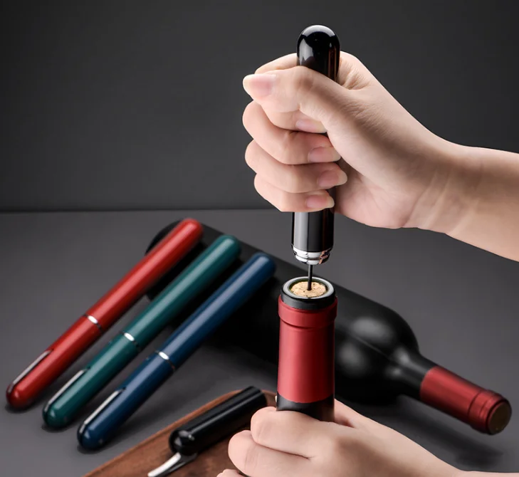 Manufacture Pen-shaped Air Pressure Corkscrew Fashion Wine Pin Type Pen-shaped New Design Custom Logo Air Pressure Corkscrew