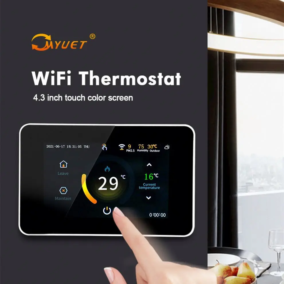 Умный контроллер температуры с цветным экраном Wi-Fi пульт дистанционного управления воды и электрического подогрева