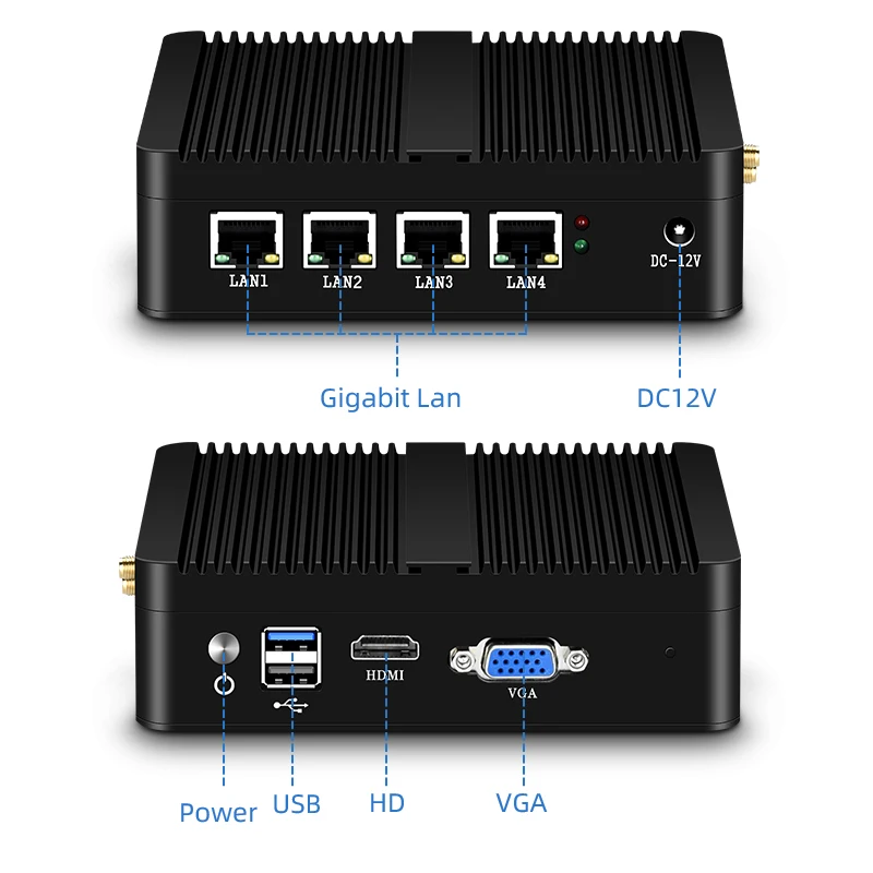  HLY мягкий маршрутизатор J1800 J1900 процессор 4 гигабитный Ethernet Lan RJ45 pfsense Linux брандмауэр vpn-barebone Мини