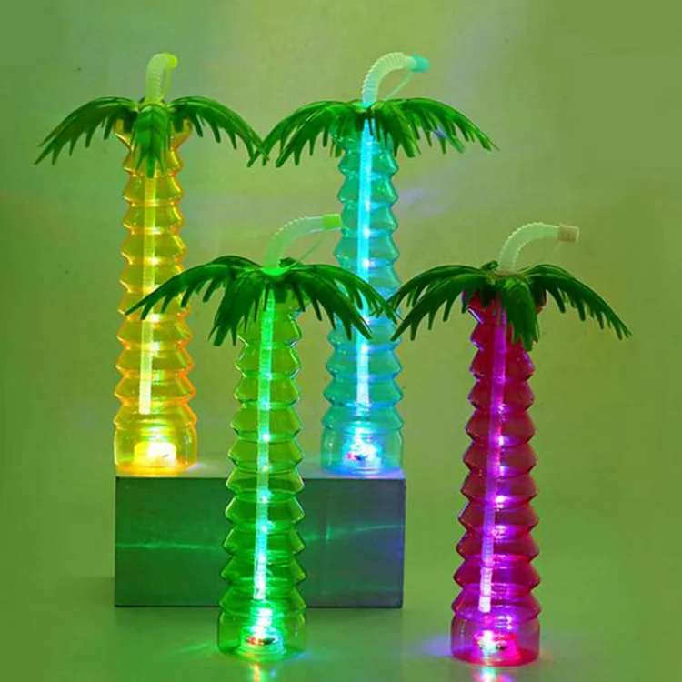 Cute Gifts 500ML Bottles Plastic Water Bottle Portable Led Palm Tree Yard Slush Party Cup
