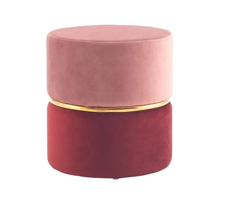 modern round cane ottoman comfortable velvet woven pouf tufted leather ottoman stool