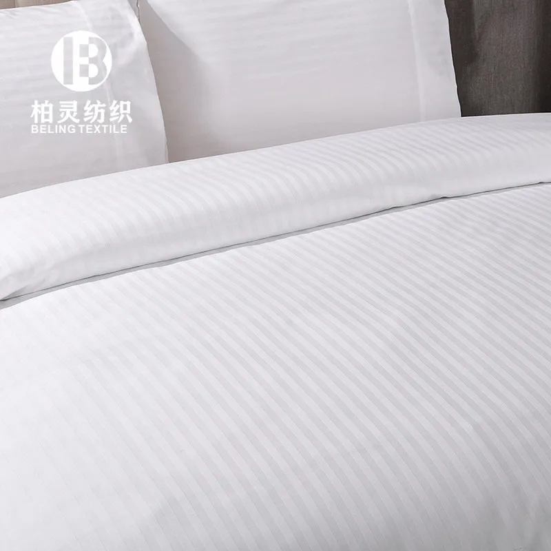 300 thread count 1CM satin stripe luxury hotel bed sheets, Good Price wholesale bed sheet for high star hotel rooms