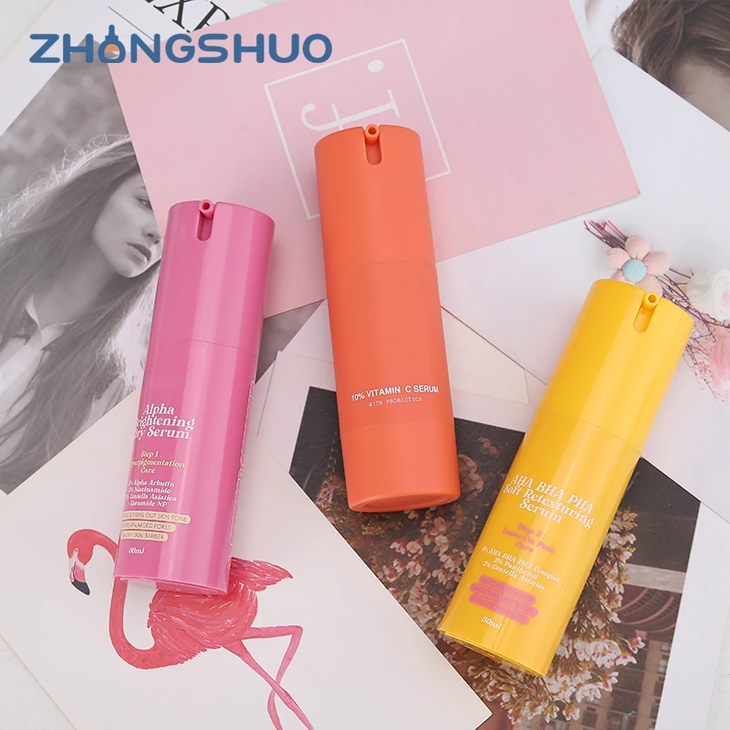 Wholesale yellow lotion plastic bottle 15ml 30ml 40ml 50ml orange plastic bottles for 1 oz airless pump bottle