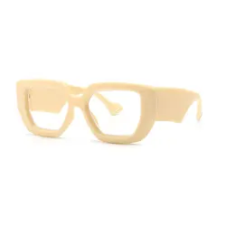 2021  retro Big PC Frame Glasses Fashion wood frame glasses Female Transparent Optical Eyeglasses