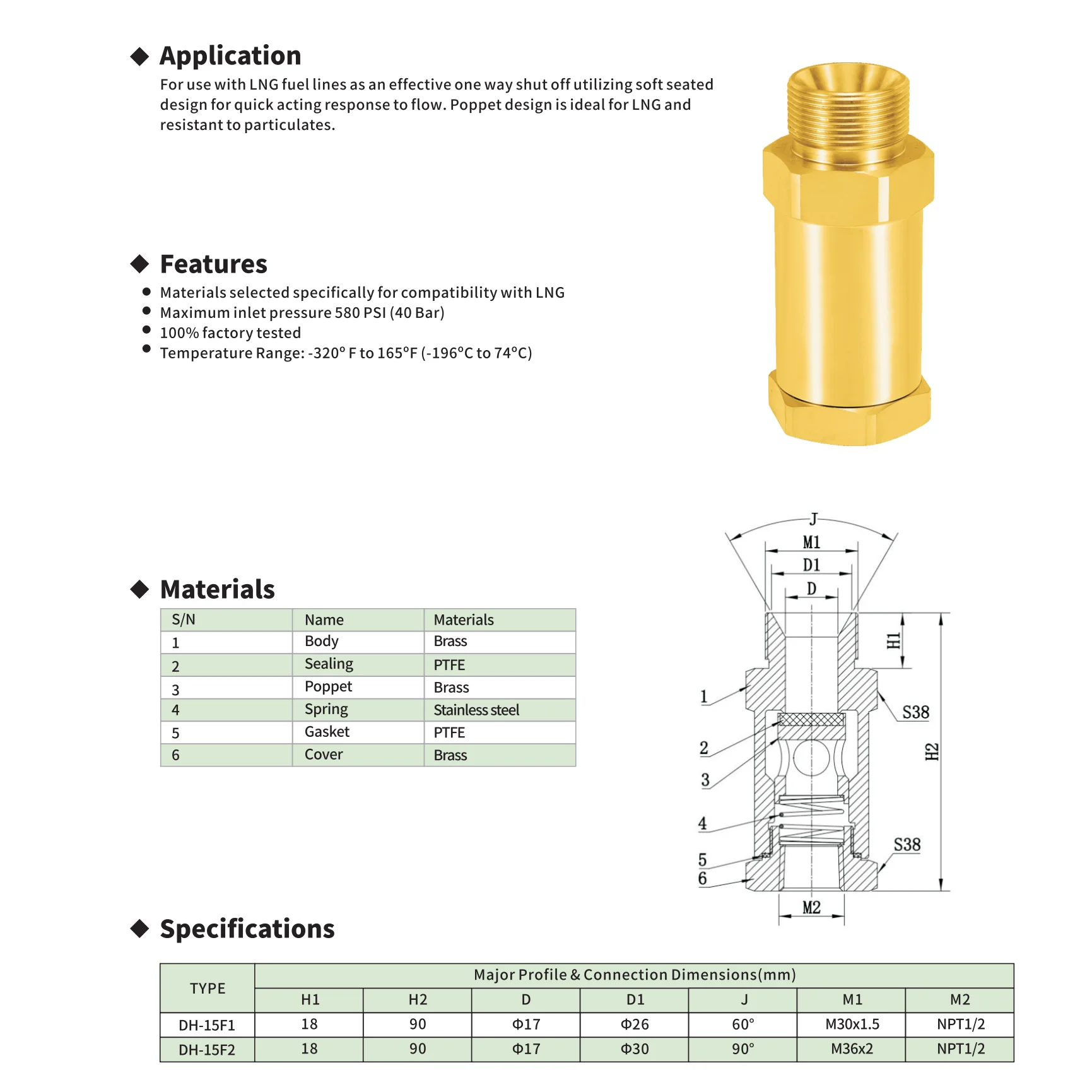 DH15F Cryogenic Check Safety Valves TYPE DA-04 DA-04B Accessory for Dewar Bottle Gas Cylinders