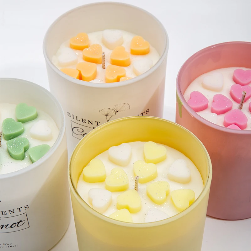 AIKUN Plant Essential Oil Fragrance Decorative Flowers Candle Unique Aromatic Frosted Color Glass Scented Candles Gift Set