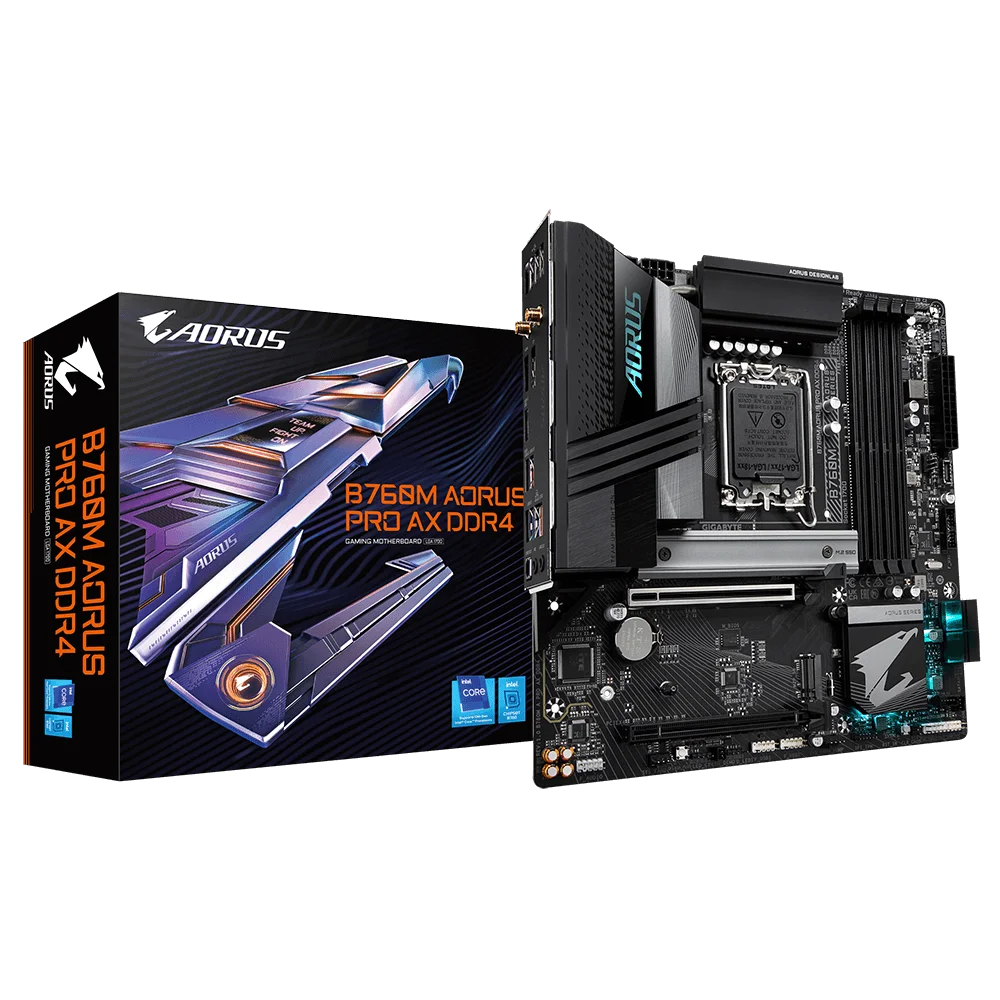 GIGABYTE B760M AORUS PRO AX DDR4 Motherboard with 4 x SATA 6Gb/s Connectors support Intel 13th/12th Gen Series CPU 12700K/12700F