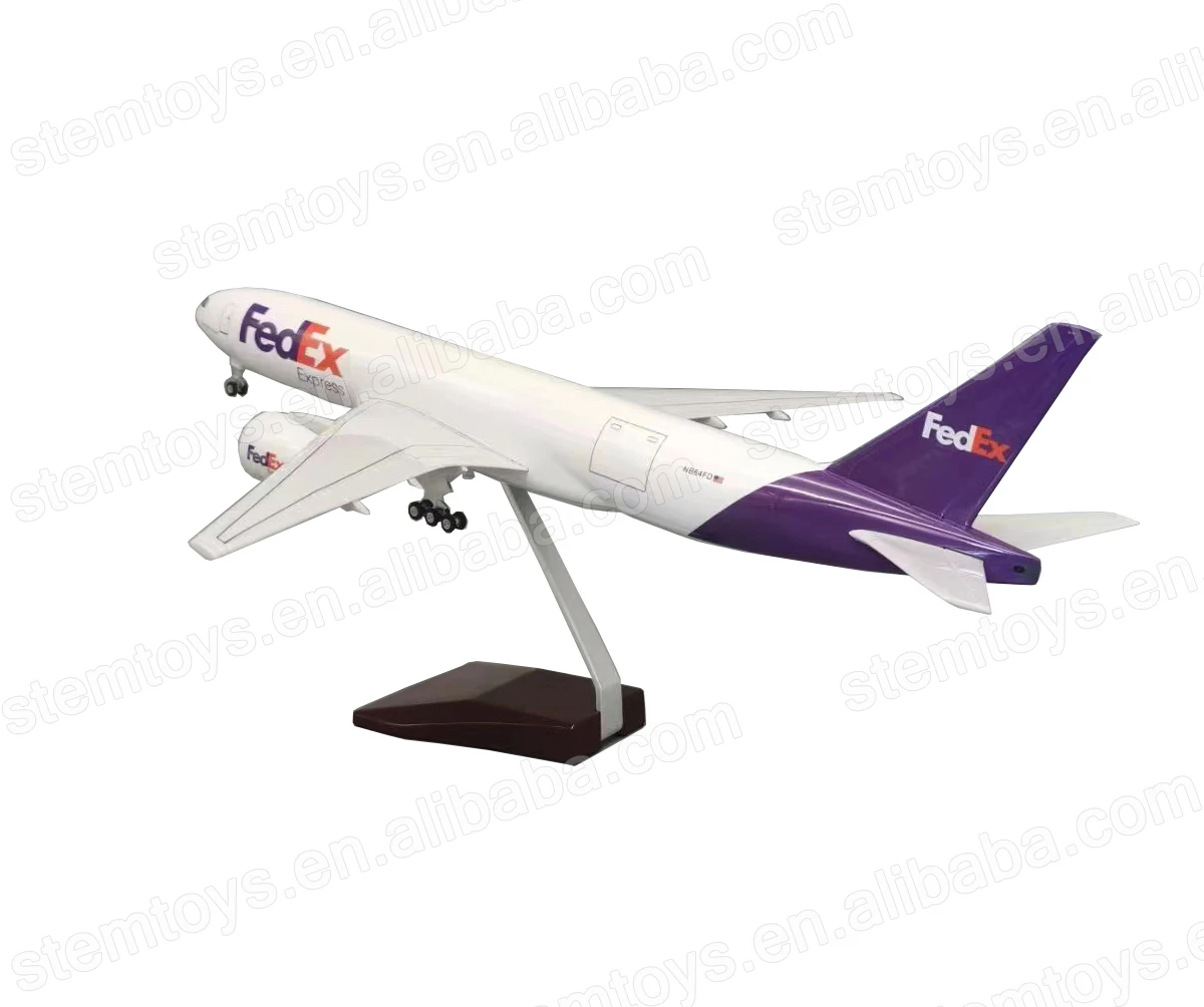 47CM B777 airplane model 1:157 Resin FedEx LED lights hot selling aircraft model for collection Holiday gift customizable