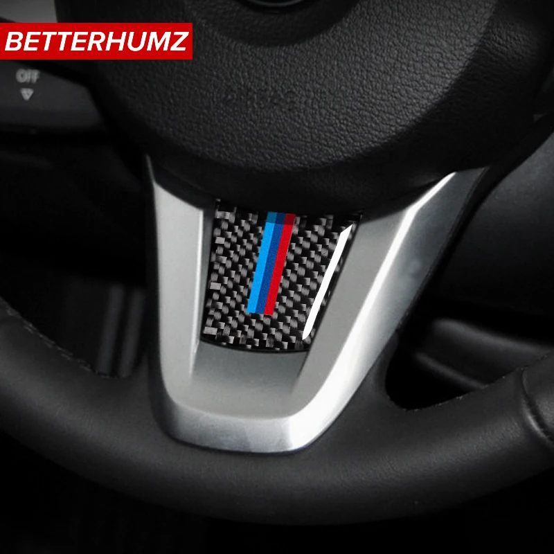 Auto Parts Carbon Fiber Sticker Car Accessory Interior Decoration Steering Wheel Cover M stripe Emblem For BMW Z4 E89 2009-2015