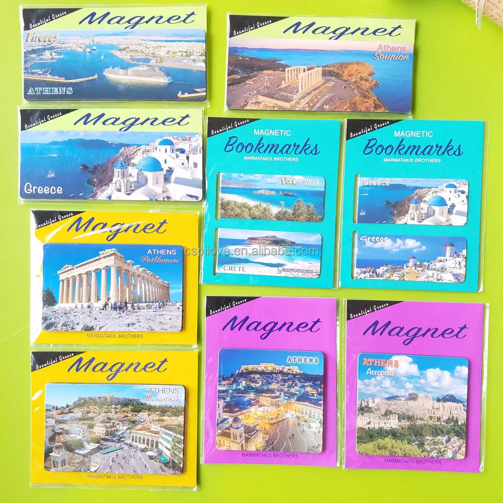 Factory custom kinds of size Greece Scenic Area Souvenirs gifts paper  full color printing rubber fridge magnet