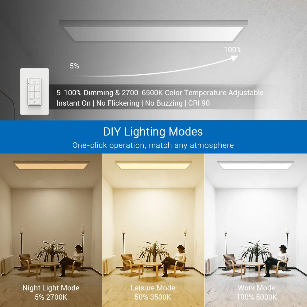 High Quality Small Electric Wall Dimmer Light Switch 1 Gang Combination Switch 0-100% brightness 2700k-6500k PLC Smart switch