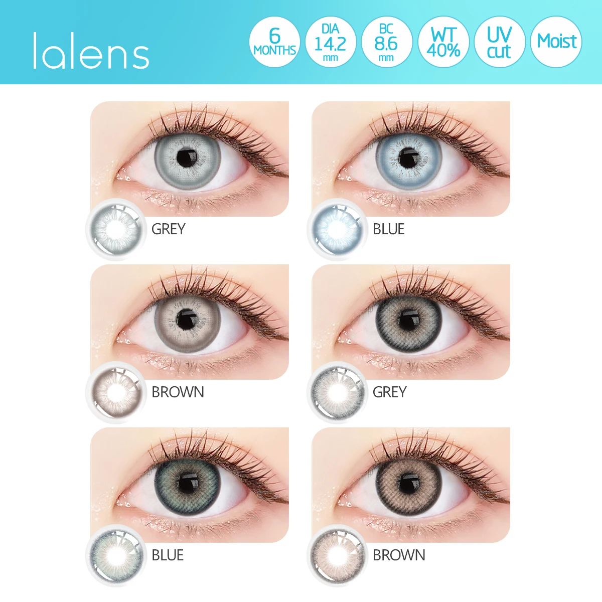 Lalens Brand 6 Months Use -2.00 Contact Lenses Manufacture China Prescription From Plano To 800 Clear Colored Contact Lenses