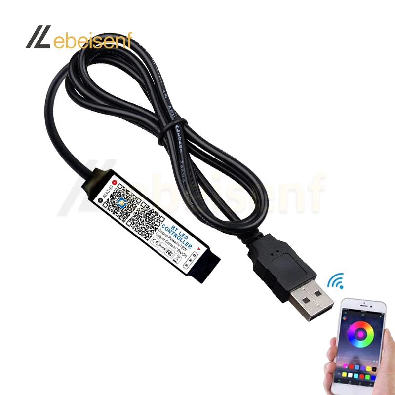 72W USB 5V Plug Smart Blue Tooth APP BT LED Controller 4-Pin RGB 3CH PWM Signal Dimmer for 5050 2835 3014 Colorful Strip Lights