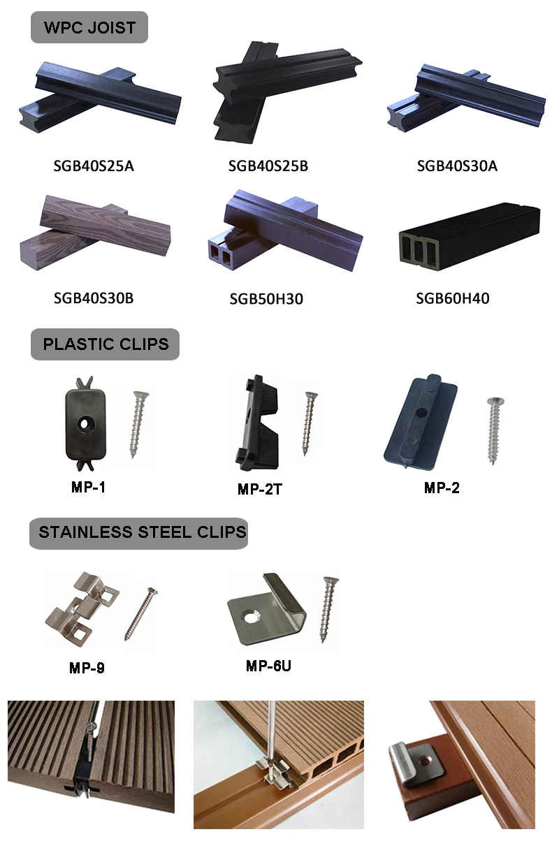 Decking installation accessories fasteners wpc wood composite flooring fixing plastic clip lock screws