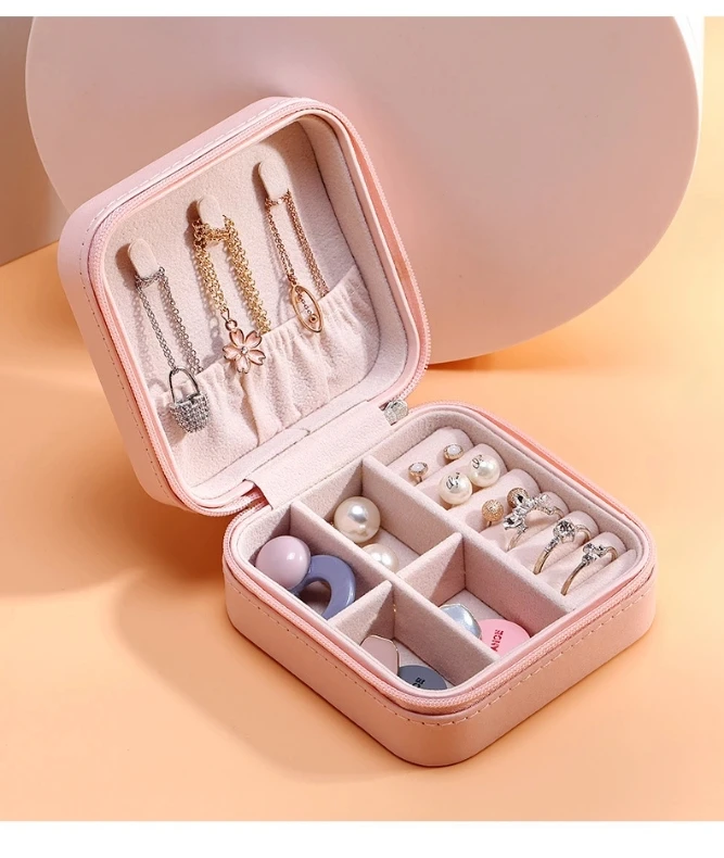 Handmade Jewelry Portable Storage Box Personalized Women Mini Jewelry Leather Packaging Gift Box