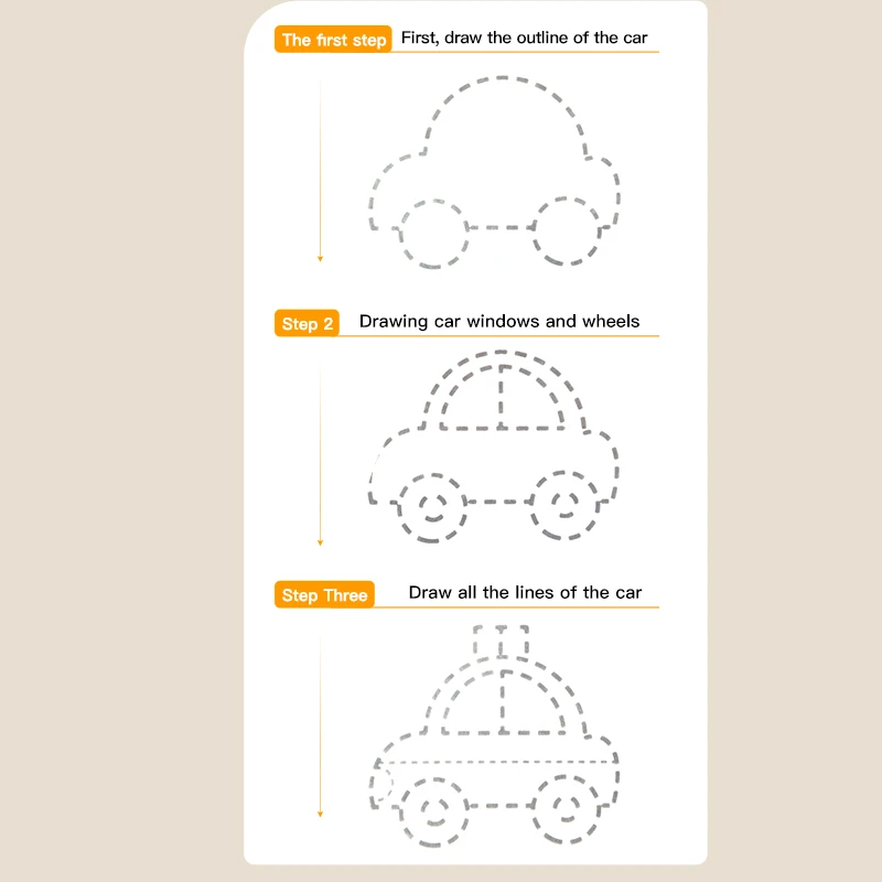 Educational drawing notebook with control pen for drawing children for years 2-4 and 5-7