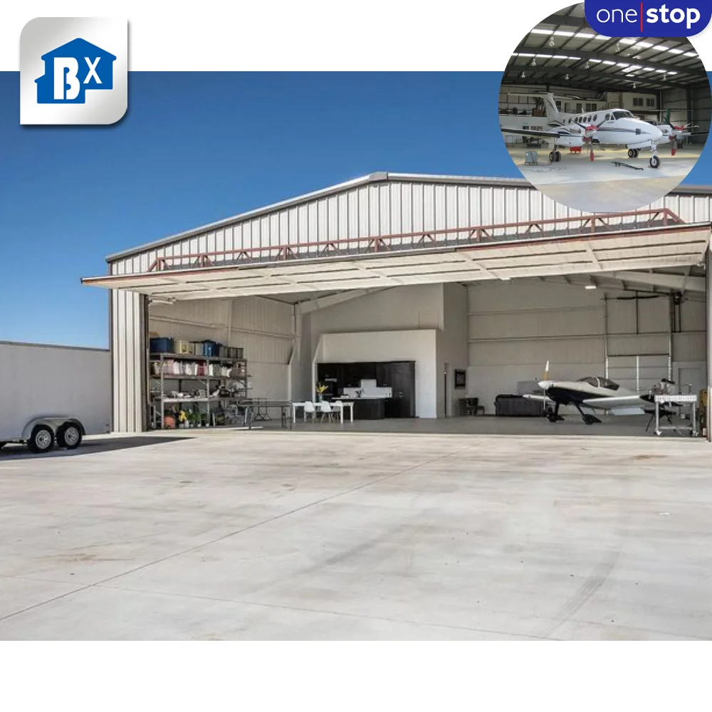 ONE-STOP Service Prefab Aircraft Storage Hangar Prefabricated Steel Hangar , Steel Structure Metal Building Hangar Warehouse