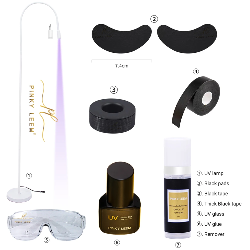 Pinky leem Wholesale Private label lampade uv lash white uv neon lash extensions uv lash system s6 complete set