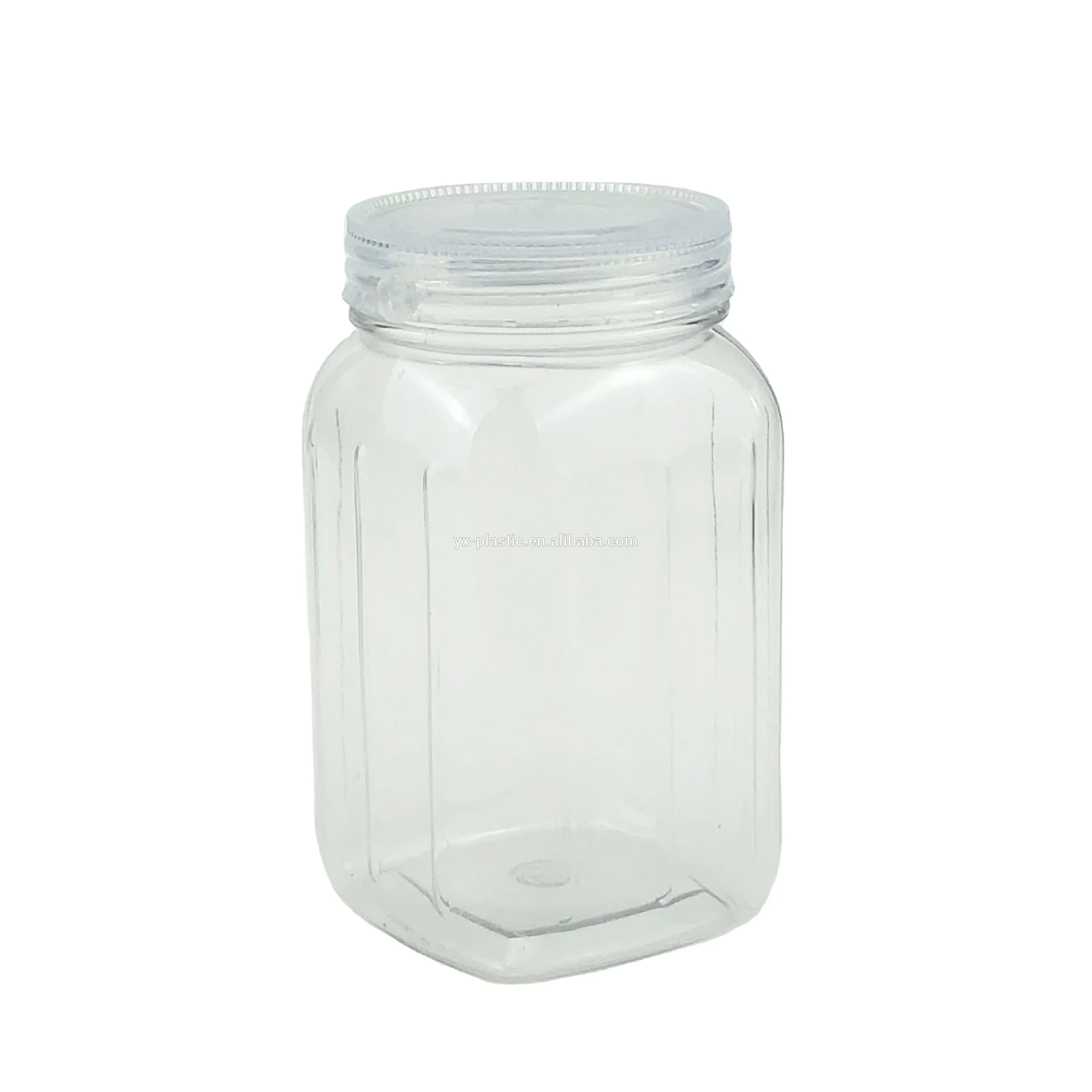 25oz square plastic candy storage jar with/without handle and screw lid