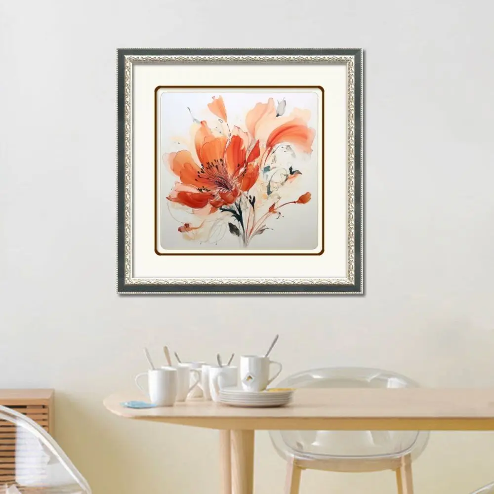 Modern Style High Quality Pale Orange Flower Painting on Canvas Quality Home Decoration with Framed Canvas Wall Decor