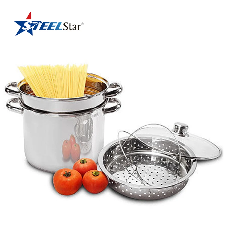 
Italy hot sales 24cm stainless steel 410 material 4 pcs noodle pasta cooking pot 