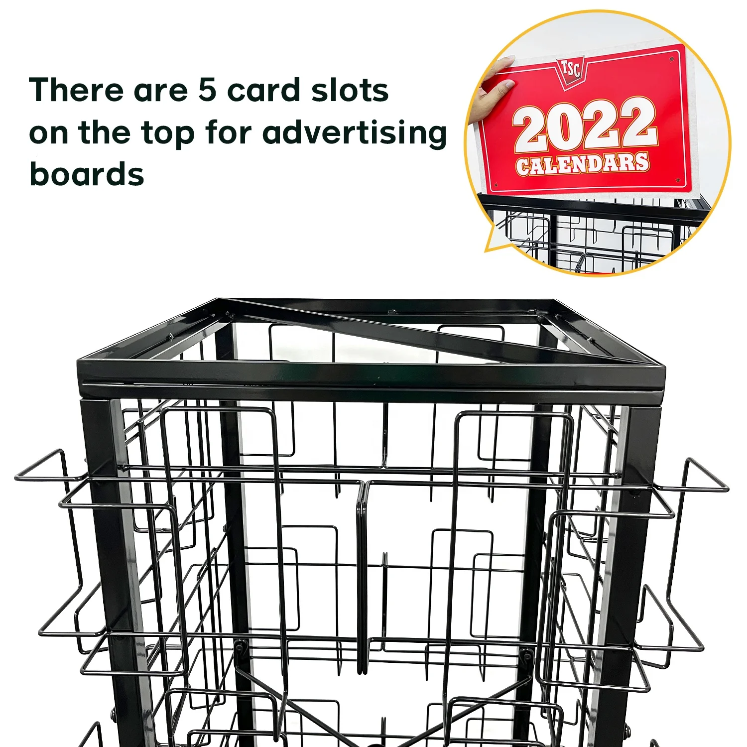 Spinning Book Shop Metal Wire 40 Pocket Book Rack post calendar comic book Brochure magazine greeting card display stand rack