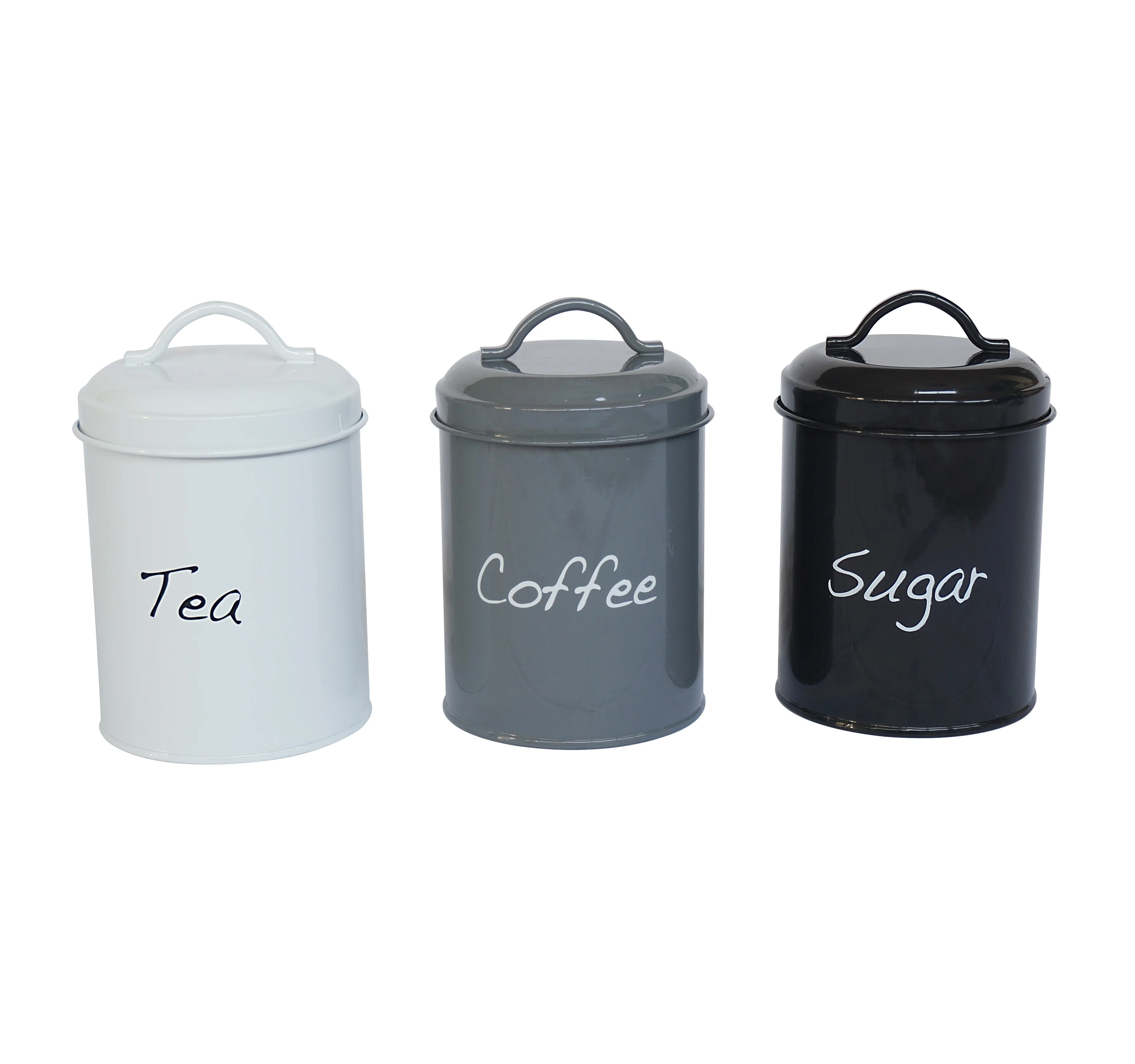 Set of 3 Sugar Coffee Tea Storage Canisters with bamboo lid Kitchen Counter Storage Organization Food Containers Storage Bins