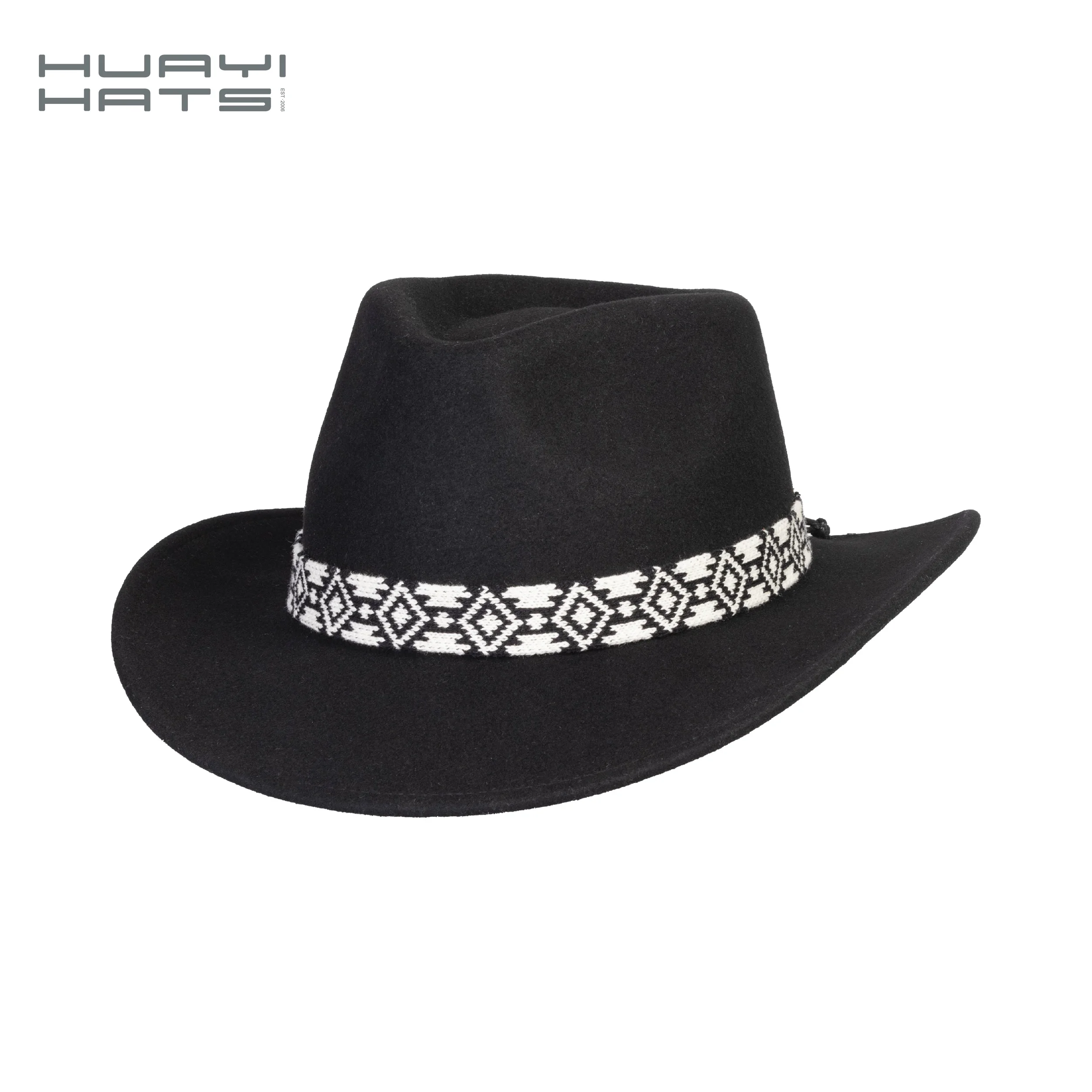 Huayi Brand Fashion 100% Australia Wool Felt Cowboy Sale Bulk Cowboy Hats For Men Winter