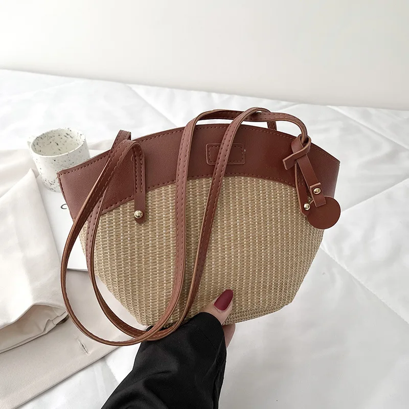 2022 Hot Selling Fashion Women Beach Straw Bag Machine Weave Straw Cheap Price Straw Hand Bag Famous Brand Handbags