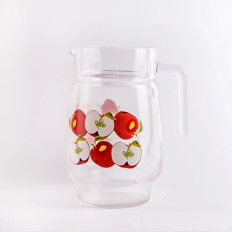 7pcs glass juice cup set with patterns/water jug set