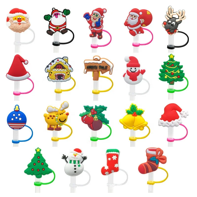 Custom Wholesale Reusable Metal Straws Tips Dust Toppers Covers Silicone Drinking Straw Cover