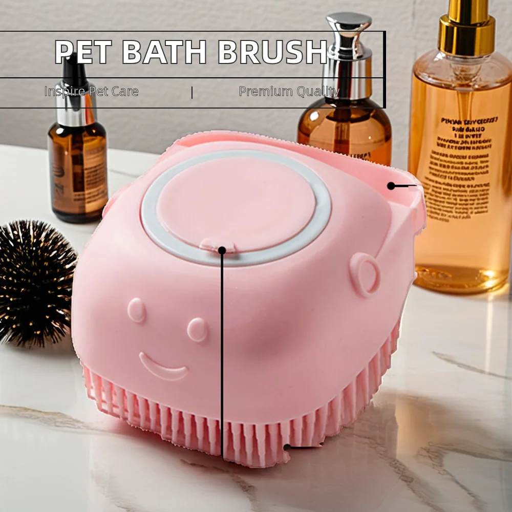 Bathroom Cat Dog Pet Bath Brush Massage Brush Pet Grooming Accessories 2 in 1 Comb Soft Silicone Sustainable CN;GUA