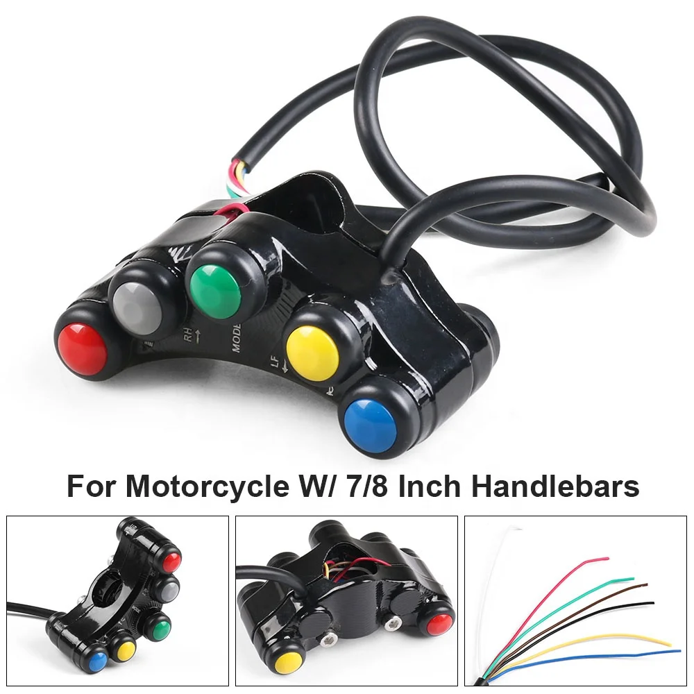 Universal 7 button Motorcycle Switches Race Bikes Motocross 22mm Handlebar Assembly Headlight Indicator Horn Switch