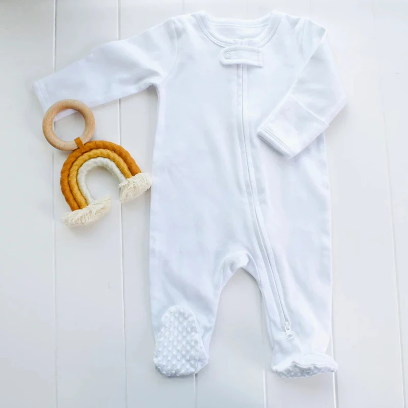 Baby Zipper Romper 100% Organic Cotton Bamboo Spandex Rayon Pajamas Jumpsuit Romper Infant Newborn Bodysuit