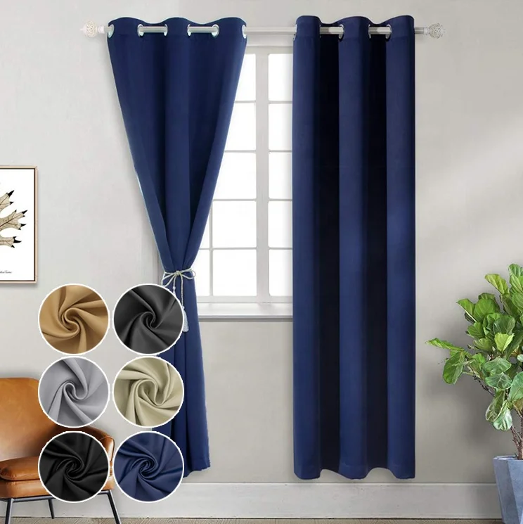 Spot solid color blackout curtains, modern customizable cheap home textile curtains for bedroom and living room/