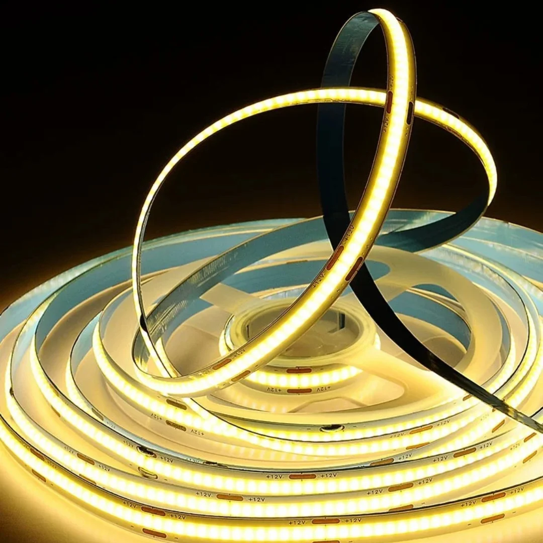 DC12V COB LED Strip Light 12W/M 480 LEDs/m 16.4ft High Density Flexible Tape Ribbon 3000-6500K RA90 Led Lights 8MM