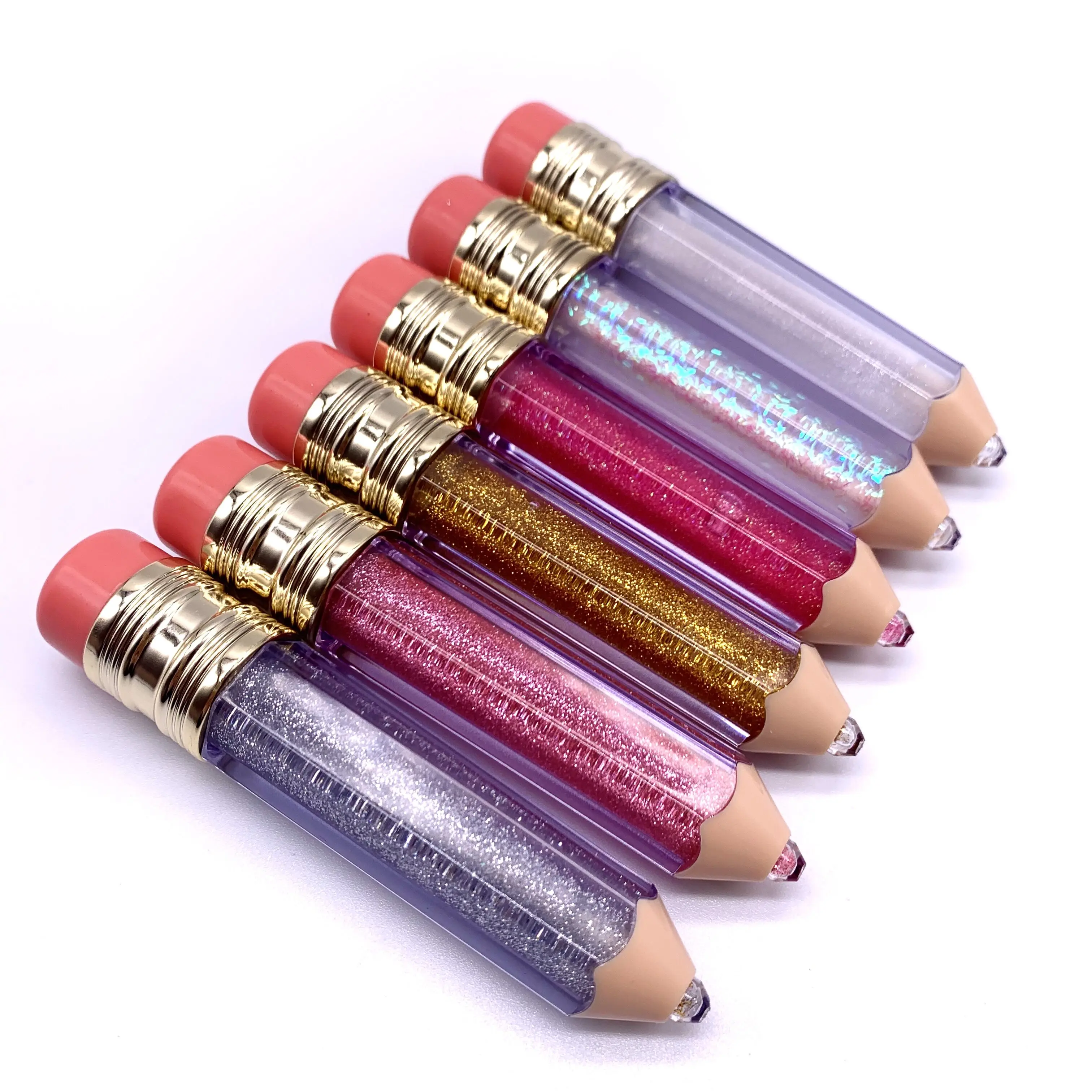 
High Quality Pink Por Mayor En Gros Organic Cute Pencil Shaped Flavored Color Pigment Women Glitter Lip Gloss For Own Lipgloss 
