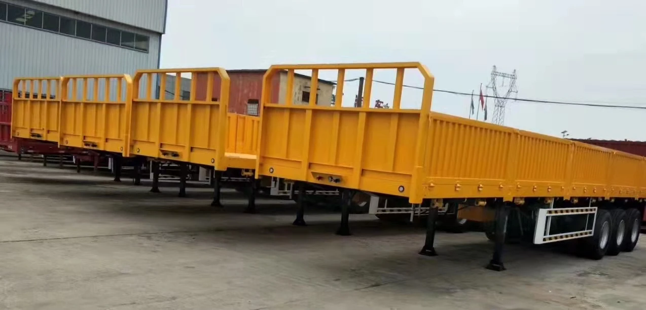 Stake semi trailer 40ft 60 tons flat bed cargo trailer side panels 4 Axle flatbed side board semi trailer