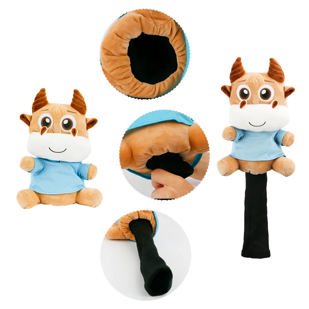 Factory price Novelty Animal Cow Shape Headcover Golf 460cc Driver Wood headcover