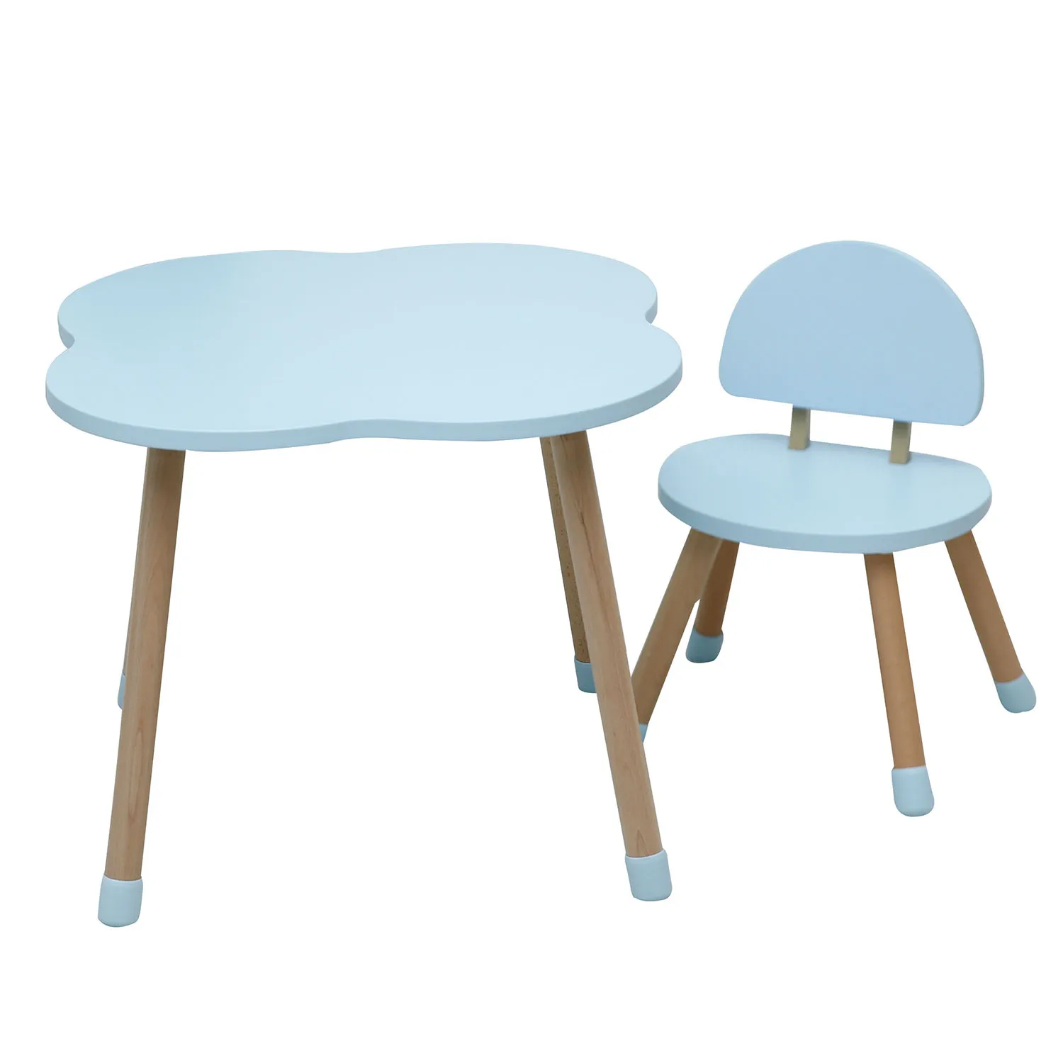 Kids Bedroom Furniture Four-Leaf Clover Shape Children Garden Furniture Kids Study Table and 4 Chair Children Library Furniture