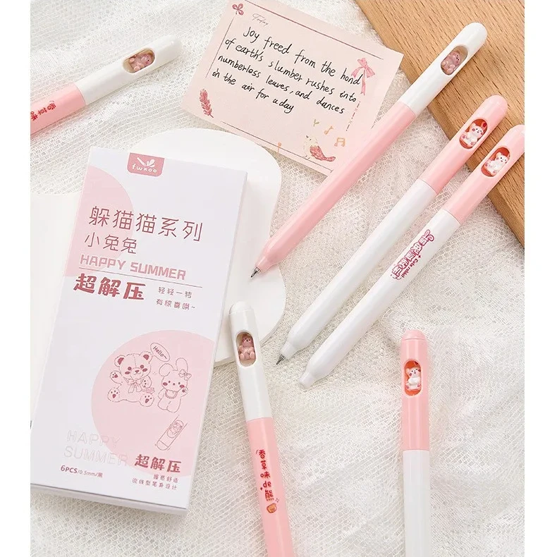 Flower Gel Pens Lily of the Valley Design Writing 0.5mm Black Ink