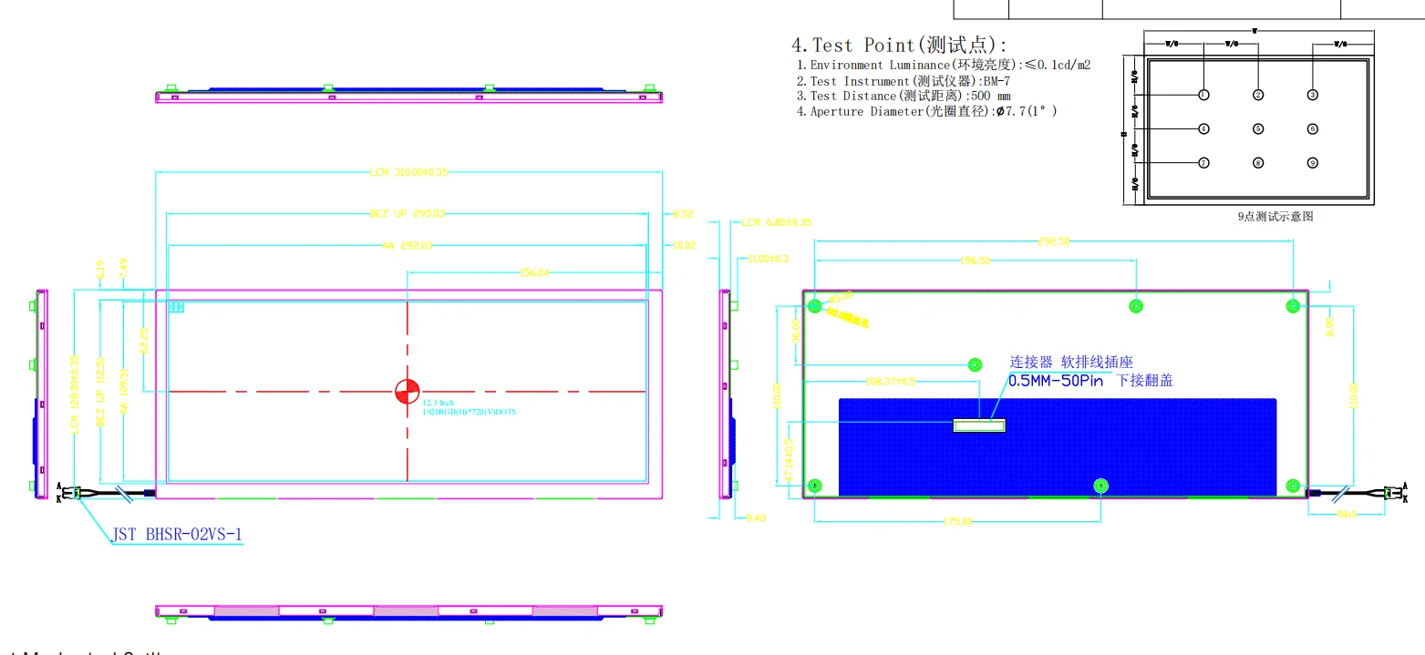 IPS 7,9, 13, 10.1,10.25,12.3,14.5 inch 1920x720 LVDS Stretched Bar TFT speed automotive lcd display for car mirror/smart home