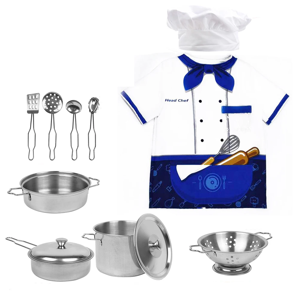 Manufacture set kitchen cookware children kitchen iron pot sets cooking game with BACI